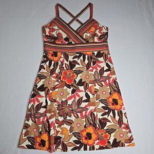 Kim Rogers Plus Size Sun Dress Women's SZ 16 Adjustable Support Floral Orange